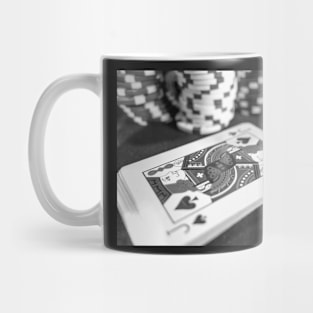 Close up of deck of cards and poker chips Mug